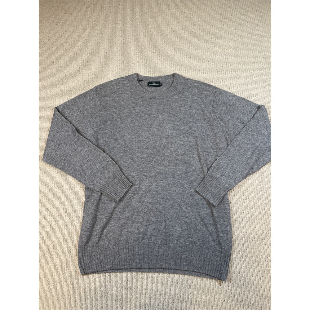 Rodd & Gunn Mens Large Cashmere Merino Wool Blend Crewneck Knit Sweater Gray